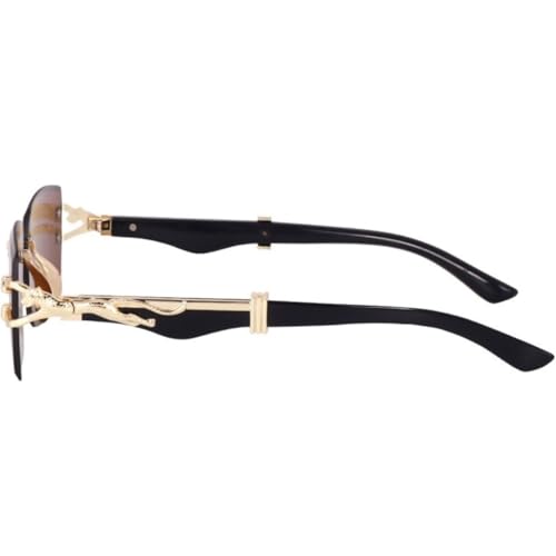 Image of Rimless Rectangle Sunglasses for Men, Frameless Sunglasses for Men with Sleek Metal Temples, Lightweight Premium Eyewear for Modern Retro Fashion Styling.