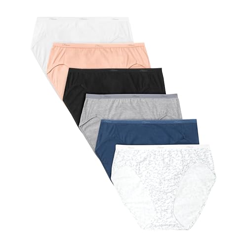 Image of Hanes women's Hi-Cut Panties Pack, Lightweight Cotton Hi-Cuts, 6-Pack (Retired, Colors May Vary)