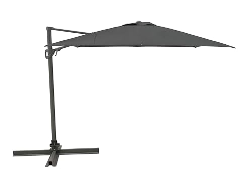 METRO Professional Sombrilla de Terraza Colgante, Aluminio/Poliéster, 3x3m, Sombrilla de Jardín con Manivela, Protección UV50+, Giro de 360°, Impermeable, Gris Oscuro (Gris oscuro)
