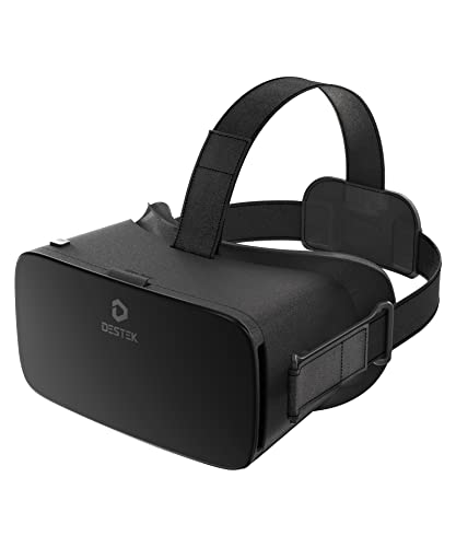 DESTEK V5 VR Headset for Kids and Adults, 110°FOV HD Anti-Blue Virtual Reality Goggles Compatible for Android & Samsung & iPhone 13/12/11 for Phone w/4.7-6.4in(Black)