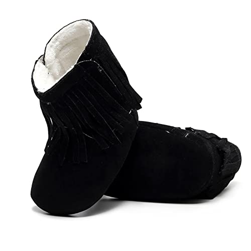 BILIKEYU Newborn Baby Kids Winter Boot Tassels Fuzzy Lined Warm Slip on Infant Boys Girls First Walking Shoes 0 to 18 Months3