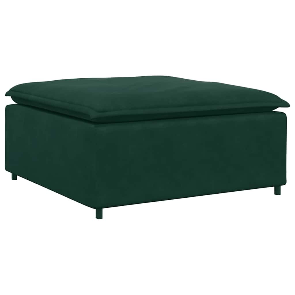 Modułowa sofa z podnóżkiem i aksamitną poduszką w kolorze ciemnozielonym, elastyczny zestaw wypoczynkowy z rozszerzeniem, sofa narożna, kanapa, element do siedzenia, narożnik do zabudowy