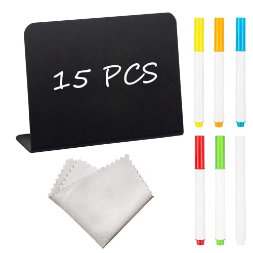 15er Kreidetafeln zum Beschriften Preisschilder - Mini Kreidetafel - Gastronomie Buffet Schilder - Kleine Tafeln für Preisschilder Bäckerei, Café, Hochzeitstisch, Festtafel, Küche Dekoration Cover