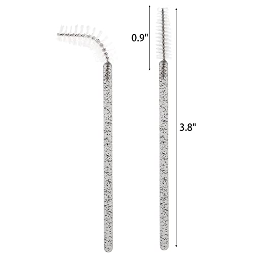 Image of Tbestmax 300 Pcs Disposable Spoolies, Mascara Wand Eyelashes Brushes Applicator for Eyebrow Eye Lash Extension Black Stick White Head