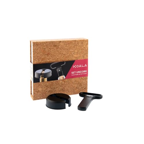 KOALA | Set UnCork CP | Sacacorchos de Láminas para Vinos Viejos | Cortacápsulas de Acero Inoxidable | Estuche de Corcho | Regalo Premium para Enófilos