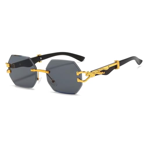 Image of Designer Hexagon Rimless UV Protection Sunglasses for Men Women Stylish - Spotted on YoYo Honey Singh - Anti Glare Retro Rectangle Gradient Leopard Shades Party Goggles