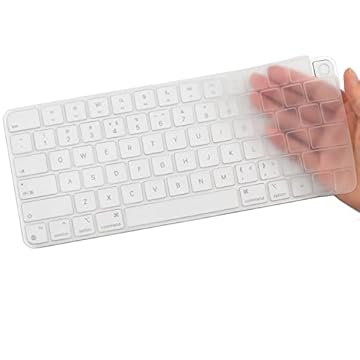 Capa de teclado para Apple 2024/2023/2021 iMac All-in-One Desktop Computer Keyboard, iMac 24 polegadas com chip M4/chip M3/chip M1 com Touch ID e Apple Magic Keyboard 3 película ultrafina para teclado