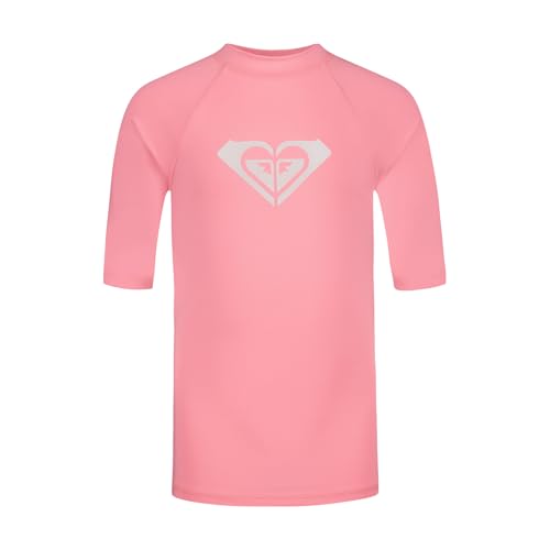 Image of Roxy Girls' Short Sleeve Whole Hearted Rashguard Shirt, UPF 50+ Sun Protection, Quick Dry