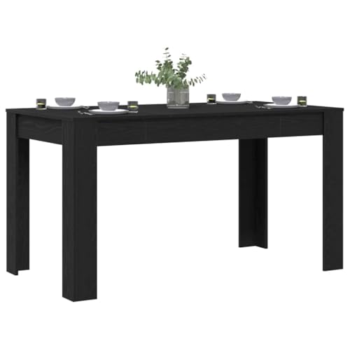 vidaXL Dining Table Black Oak 140 x 74.5 x 76 cm Poly Rattan, Alfresco Dining Table, Rectangular Steel, Modern Outdoor Furniture for Stylish Garden and Terrace Settings