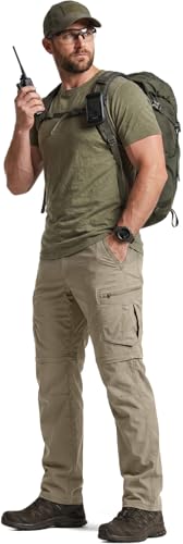 Image of CQR Men's Convertible Cargo Tactical Pants, Water Resistant Outdoor Hiking Pants, Zip Off Lightweight Stretch Work Pants