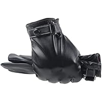 Long Keeper Guantes Cuero Hombre - Guantes Conducir Coche Invierno Tactiles Cálidos Guantes de Cuero Negro para Hombre Moto Conducir Ciclismo al Aire Libre