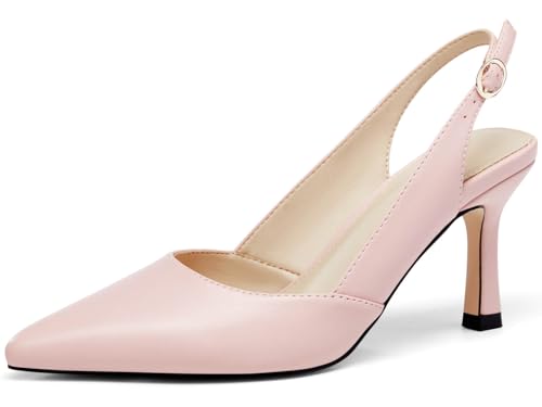 Rilista Women's Slingback Kitten Heels Closed Pointed Toe Wedding Party Dress Pumps Shoes, Pink,...