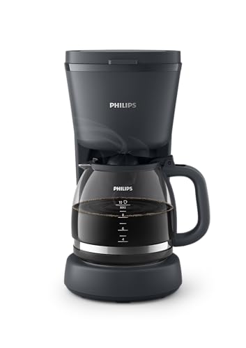 Philips Drip Coffee Maker - 1.2 Liter Capacity Up to 10 Coffee Cups Glass Jar Auto Shut Off Keep Warm Function Black - HD7430/90