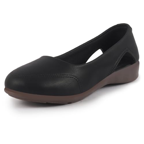 Image of FAUSTO Women Stylish Backless Casual Ballets | Low Heel Cut-Out Slip-On Ballerinas | Comfortable Walking Flats Sandals | Memory Cusion Insole