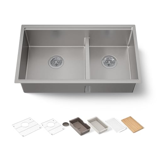 Kohler 33662-PC-NA Strive® 32' undermount single-bowl workstation kitchen sink, Stainless Steel