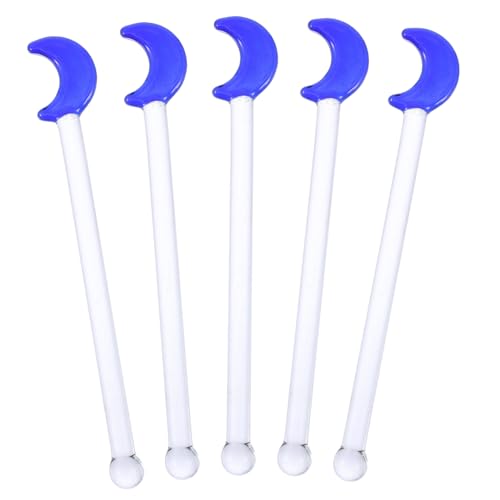 MUCKLILY 5pcs Moon Pattern Drink Stirrers Reusable Cocktail Swizzle Sticks for Birthday Wedding and Party Decorations for Mixing Drinks and Serving Desserts