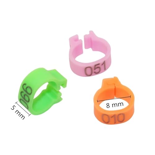 Bandas de identificación de pollo y anillos para patas de aves de corral de plástico 8mm 4