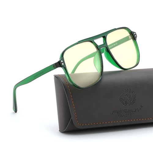 Image of FEISEDY Amber Blue Light Glasses for Computer Gaming Orange /Yellow lens Anti Eyestrain Sleep Glasses G2835