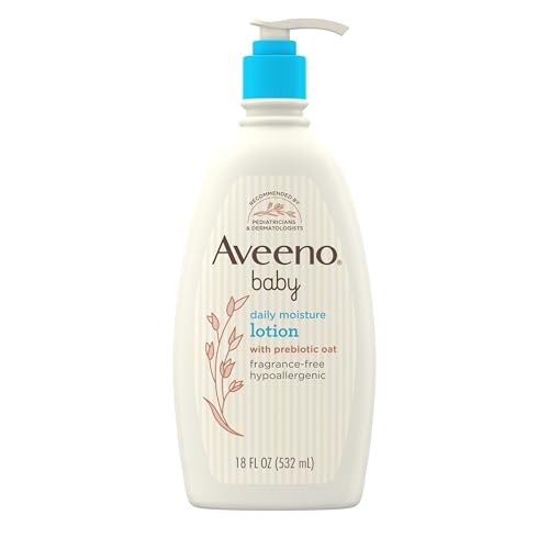 Image of Aveeno Baby Daily Moisture Body Lotion for Sensitive Skin, Hypoallergenic Moisturizing Baby Lotion with Nourishing Oatmeal to Deeply Moisturize Baby's Skin, Fragrance-Free, 18 fl. oz