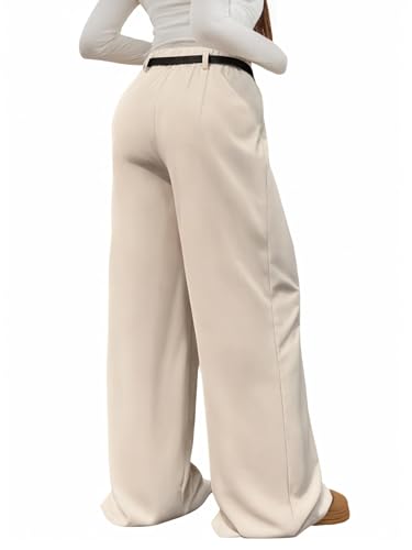 Women's Wide Leg Dress Pants High Waisted Pleated Business Casual Flowy Trousers with Belt2