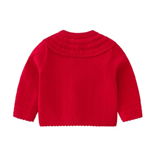 Baby Girl Cardigan Shrug Button Closure Cotton Ruffle Collar Knit Sweater3
