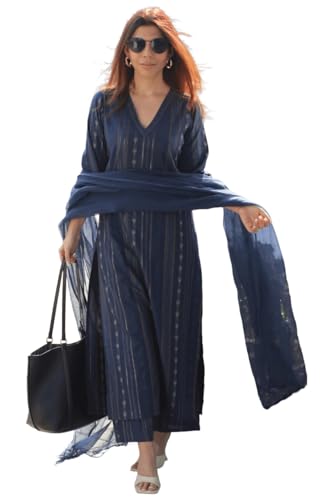 Image of ANNI Designer Women's Rayon Viscose Printed Straight Kurta with Pant and Dupatta Set | Elegant Ethnic Kurta Pant Dupatta Outfit for Women | Office Festive Casual Wear