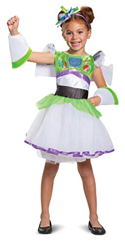 buzz tutu deluxe toy story 4 child girls costume, xs (3t-4t),white