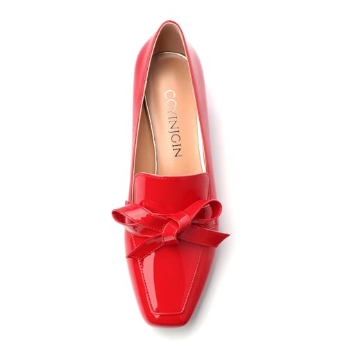 Image of Womens Loafer with Heel, Comfortable Chunky Heels for Women, Loafers Shoes with Bowknot Womens Bunion Dress Shoes
