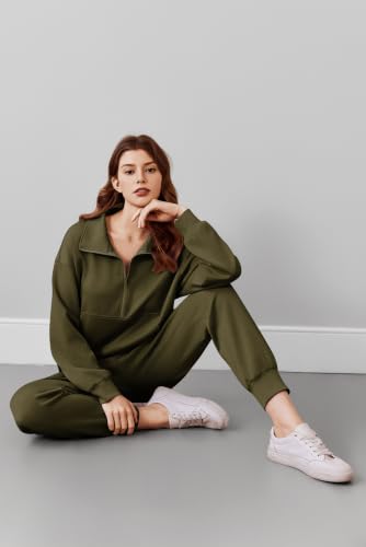 Image of PINSPARK 2 Piece Sets for Women Long Sleeve Half Zip Tracksuit Jogger Sets
