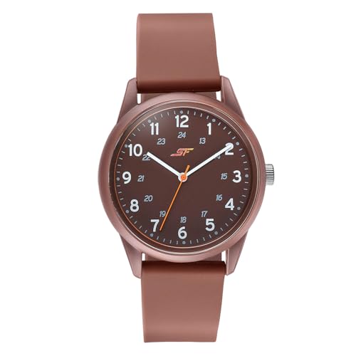 Image of SF Field with Quartz Analog Brown Dial Brown Silicon Strap Watch for Men - 77211PP05W