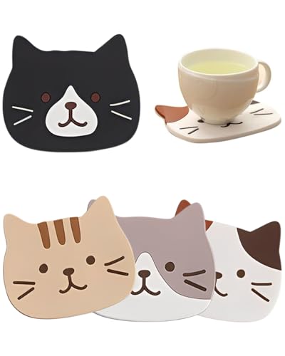 HUVZOR 4 sottobicchieri decorativi in silicone, per scrivania, ufficio, bevande, mobili e cucina