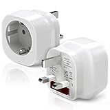 Reiseadapter UK Adapter, 2 Stück Reiseadapter Deutschland zu UK Reisestecker Stromadapter Typ G mit Schutzklasse Travel Adapter für GB Irland Dubai Mauritius Singapur Wand Steckdose