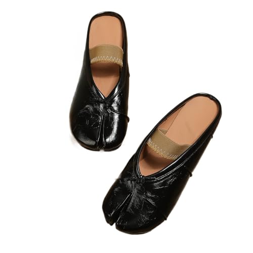 Geerta Tabi Shoes Split Toes Mules Women Cute Y2K Retro Trendy Non Slip Backless Slip on Wide Round Toes Dress Slippers Comfort Wear Shoes House Indoor Outdoor Vacation