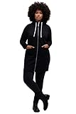 Ulla Popken Damen große Größen Übergrößen Plus Size Sweat-Longjacke, Herzen, Kapuze, 2-Wege-Zipper schwarz 54+ 815970100-54+