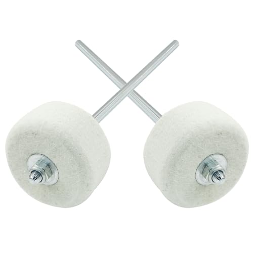 LifCratms 2 Pieces White Felt Bass Drum Beater, Kick Drum Beater Instrument Accessories Parts for Kick Drum Pedal, Performance Convenient Drummer Replacement