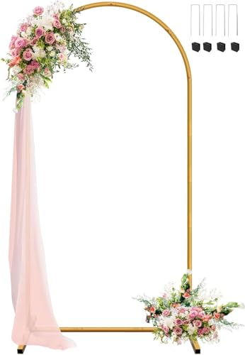 JEBUTU 2 2m Hochzeitsbogen Hintergrund Ständer Metallbogen Goldfarben Hochzeitsbogen Gestell Hochzeit Bogen Hintergrund Rahmen für Hochzeit Geburtstag Party Dekoration Muttertag (1 2x2 2m)