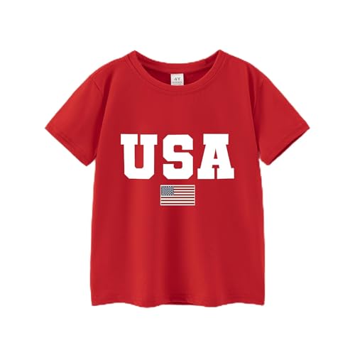 Image of Toddler Girls 4th of July T-Shirt American Flag Popsicle Print Cotton Kids Boys Independence Day Tees