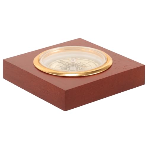 Brújula china portátil de madera vintage para camping miniatura 1