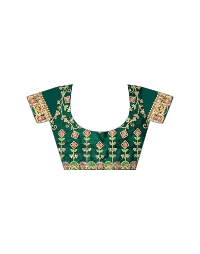 Image of SIRIL Women's Bandhani Printed Georgette Sequence Lace Scalloped Border Saree with Unstitched Blouse Piece