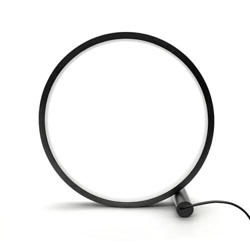 Souxgjey LED Desk Lamp for Bedroom,Touch Bedside Light with 3 Color Temperatures,Stepless Dimmable Round Table Lamp,6W Modern Nightstand Light for Reading,Living Room,Office,Black