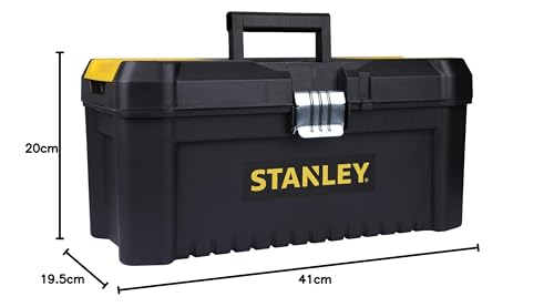 Stanley STST1-75518 Boite À Outils Plastique avec 2 Organiseurs Sur Le Couvercle - Plateau Porte-Outils - Larges Attaches métalliques - Cadenassable - Dimensions: 406mm x 205mm x 195mm Multicolore