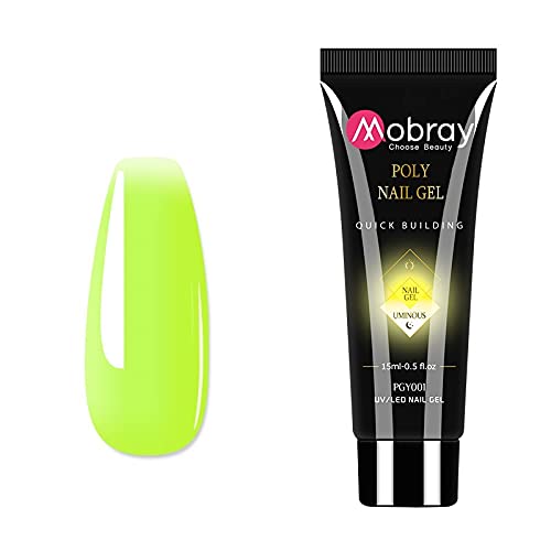 MOBRAY Luminous Nail Extension Poly Nail Gel from BELLE GAGA ™ Glow in Dark Extend Builder Gel Finger Nail Extension UV LED Acrylic Builder Gel (PGY001)