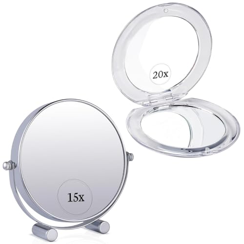 Espejos de maquillaje doble 15x y compacto 20x