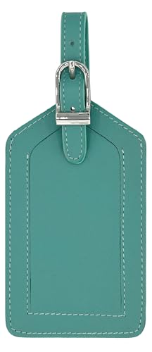 Étiquette de bagage en cuir véritable turquoise pour éviter la perte de sac