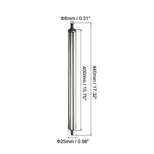 PATIKIL Conveyor Roller 1" Diameter 16" Length, Stainless Steel Gravity Transmission Replacement Part Galvanized End, Silver - Thumbnail 2