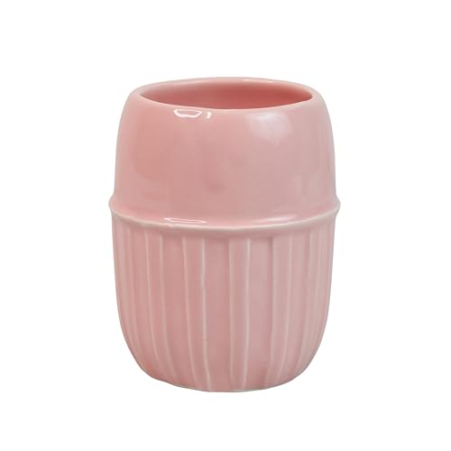 Image of Ceramic Bathroom Accessories Set for Utility and Bathroom Decor | Liquid Soap Dispenser, soap Tray, Toothbrush Holder (Exclusive Bathroom Set) (Pink)