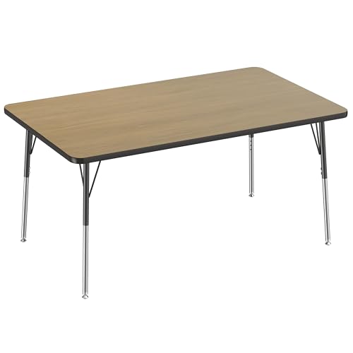FDP 36" x 60" Rectangle Table with Swivel Glide Legs - Pasadena Oak/Black
