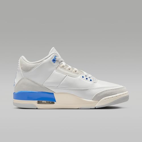 Air Jordan 3 Retro Lucky Shorts Men's Shoes (CT8532-101, Summit White/Legend Blue/Photon Dust/Hydrogen Blue) Size 123