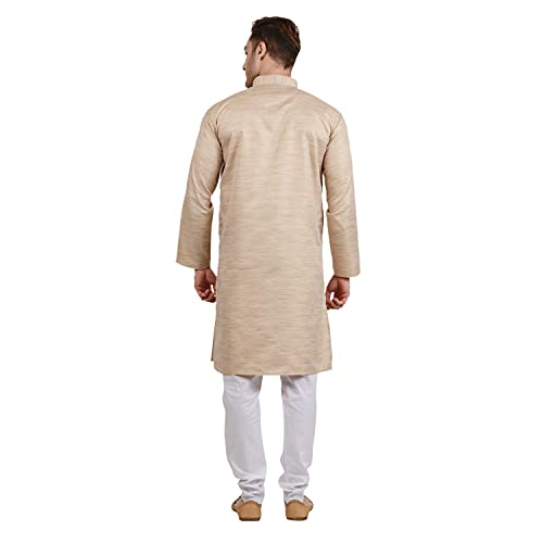 Image of LUCKWIN Handloom Blend Kurta Pyjama Set for Men, Full-Sleeve, Mandarin Collared Neck, Ideal for Every Occasion, Cotton Made, Lightweight and Comfortable