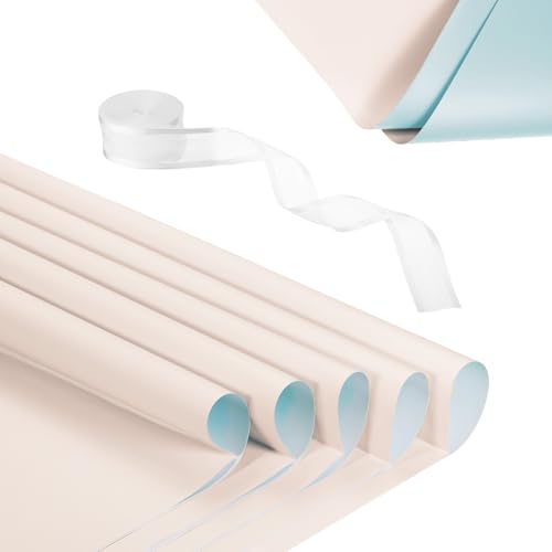 Papier emballage fleur imperméable PATIKIL anti-fuite pour bouquet bleu ciel